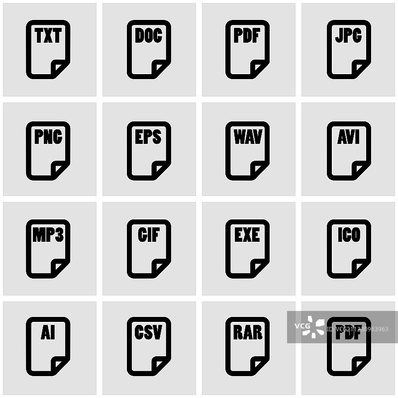 黑色文件类型图标集图片素材
