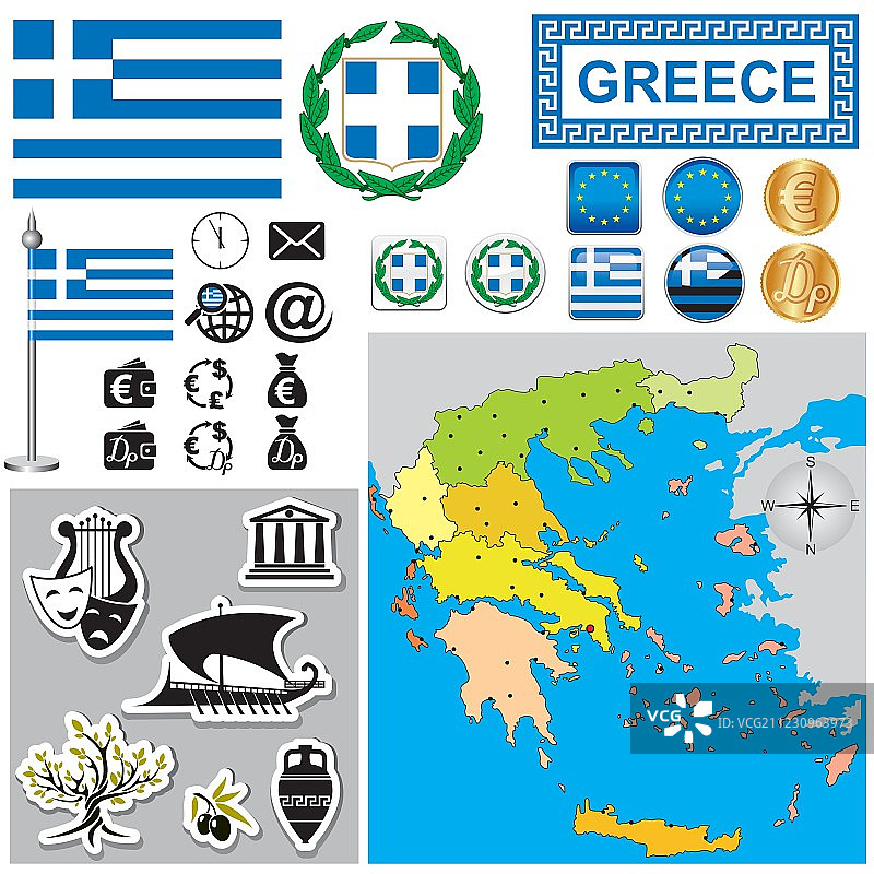 希腊地图图片素材