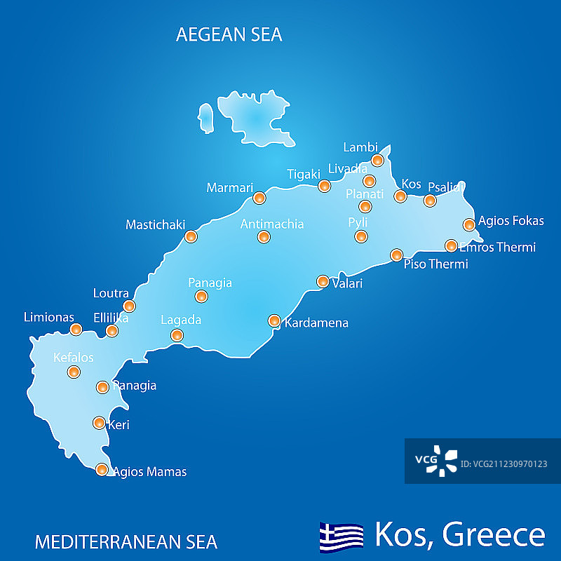 希腊科斯岛地图图片素材