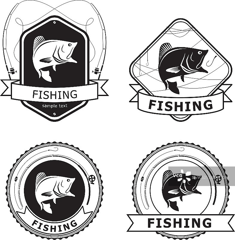 鲈鱼钓鱼标签图片素材