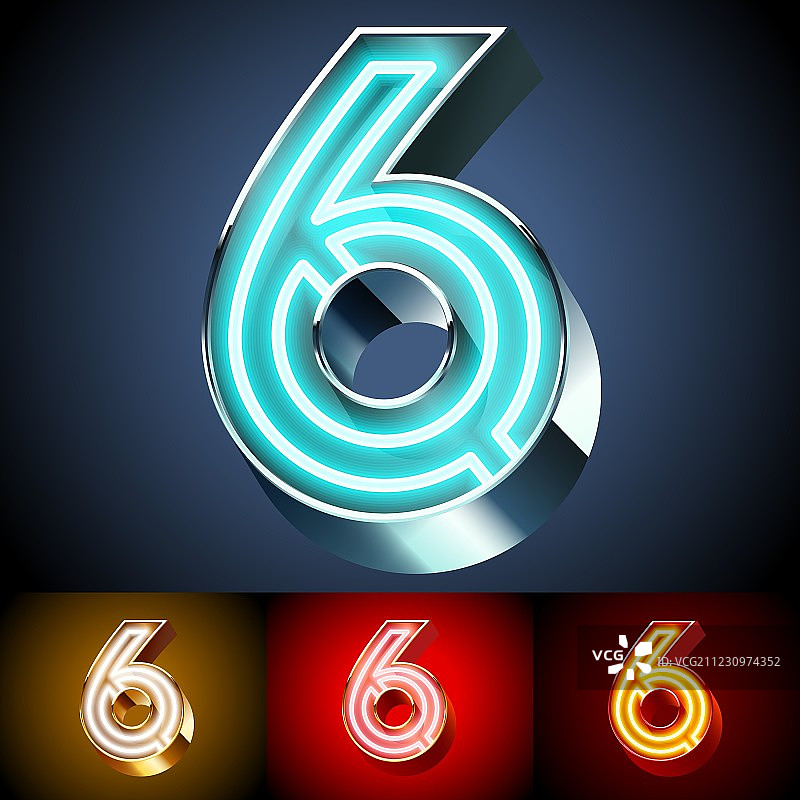 用于灯板的逼真霓虹灯管字母图片素材