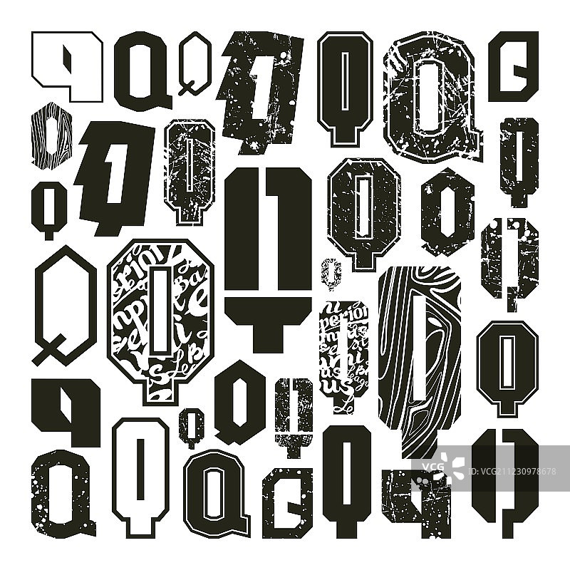 字母Q的不同版本图片素材