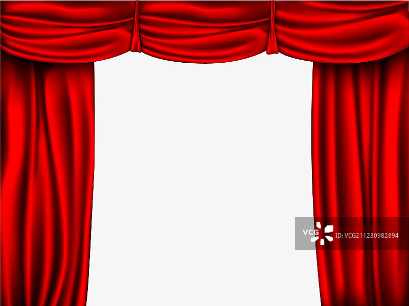 带阴影和帷幔的红色丝绸窗帘图片素材
