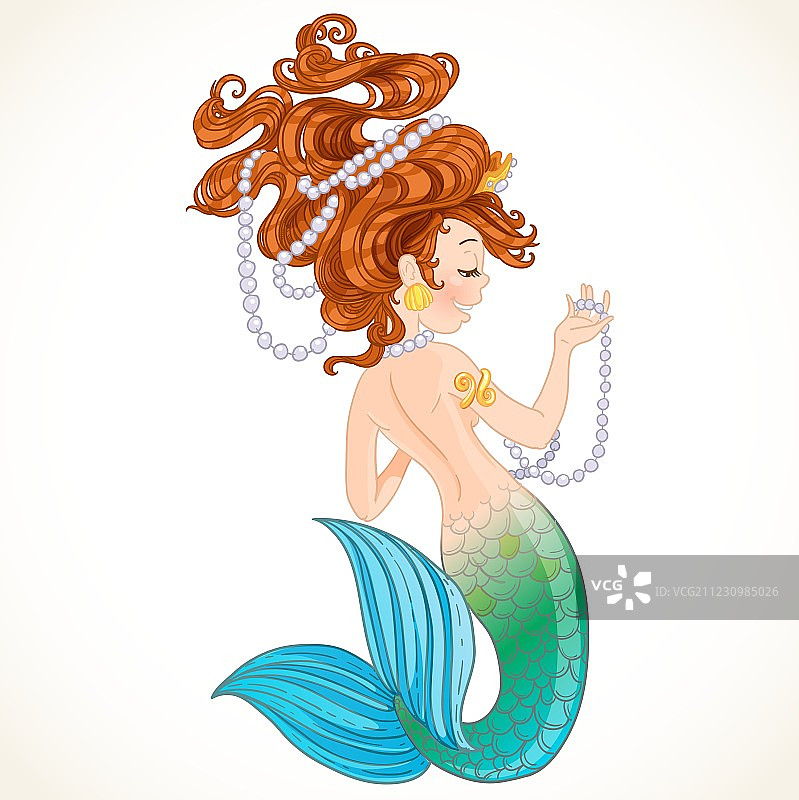 可爱的珍珠小美人鱼图片素材