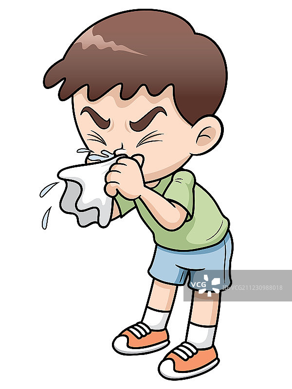 生病男孩卡通形象图片素材