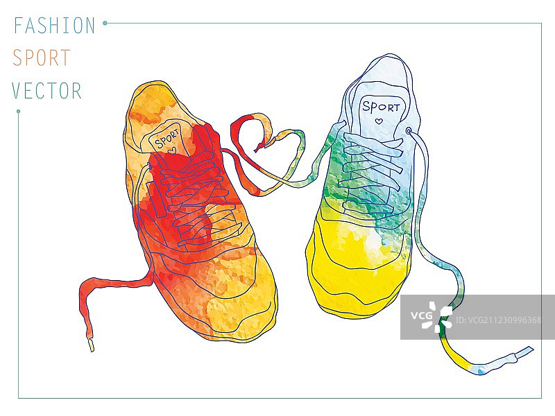 水彩时尚运动鞋图片素材