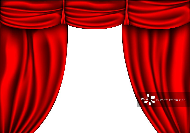 带阴影和帷幔的红色丝绸窗帘图片素材