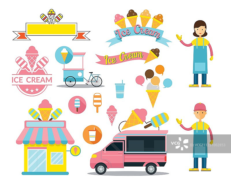 冰淇淋店图形元素图片素材