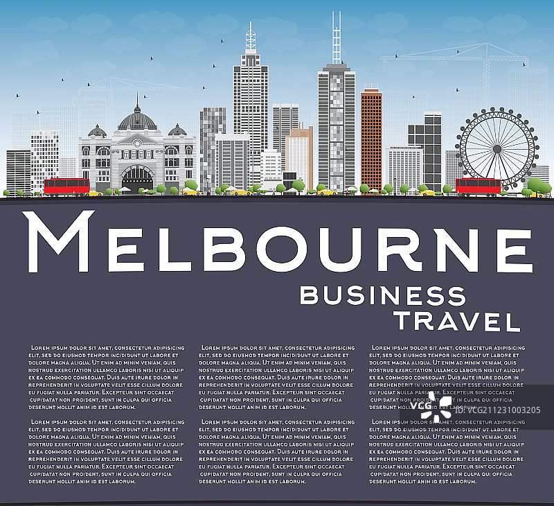 墨尔本灰色建筑天际线图片素材