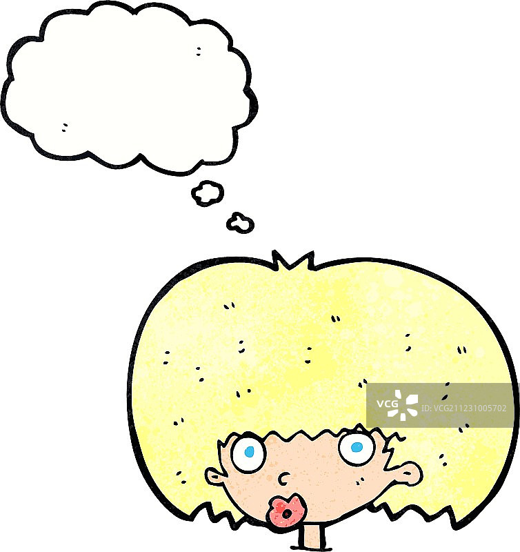 卡通惊奇女人与思想泡泡图片素材