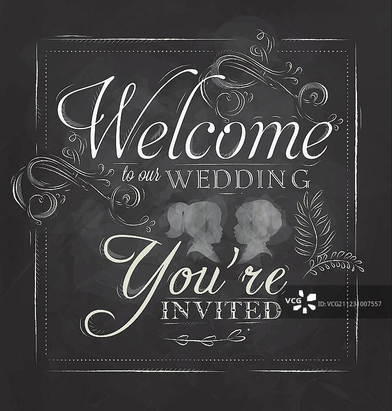 粉笔婚礼请柬图片素材
