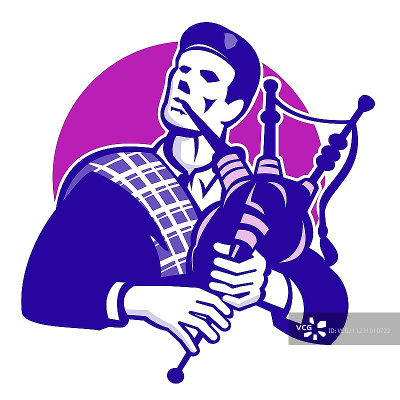 苏格兰风笛手演奏风笛图片素材
