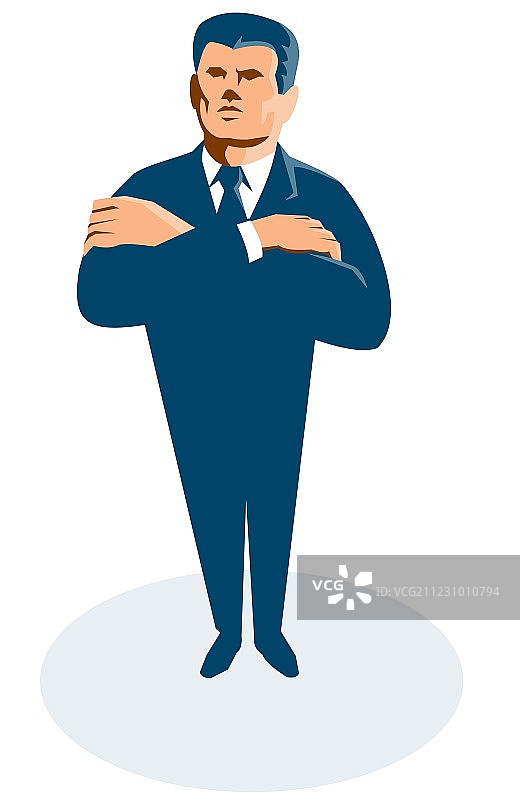 商人秘密特工交叉双臂图片素材