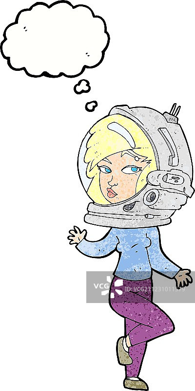 戴太空头盔的卡通女人图片素材