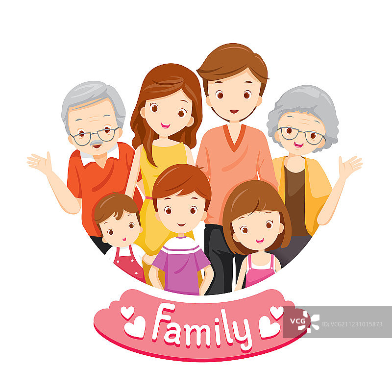 幸福家庭合影图片素材