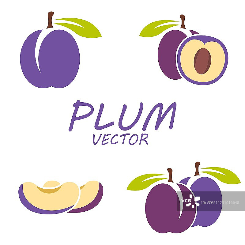 扁平李子图标集图片素材