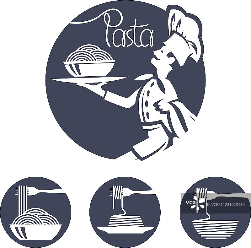 带意大利面食的厨师图标图片素材