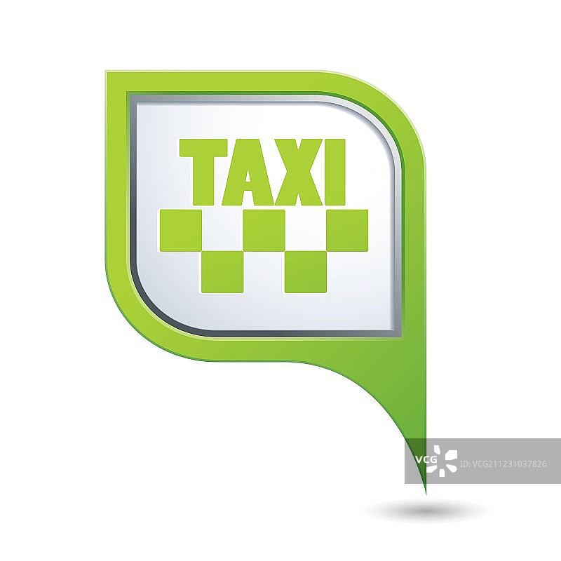 绿色地图指针上的出租车标志图片素材