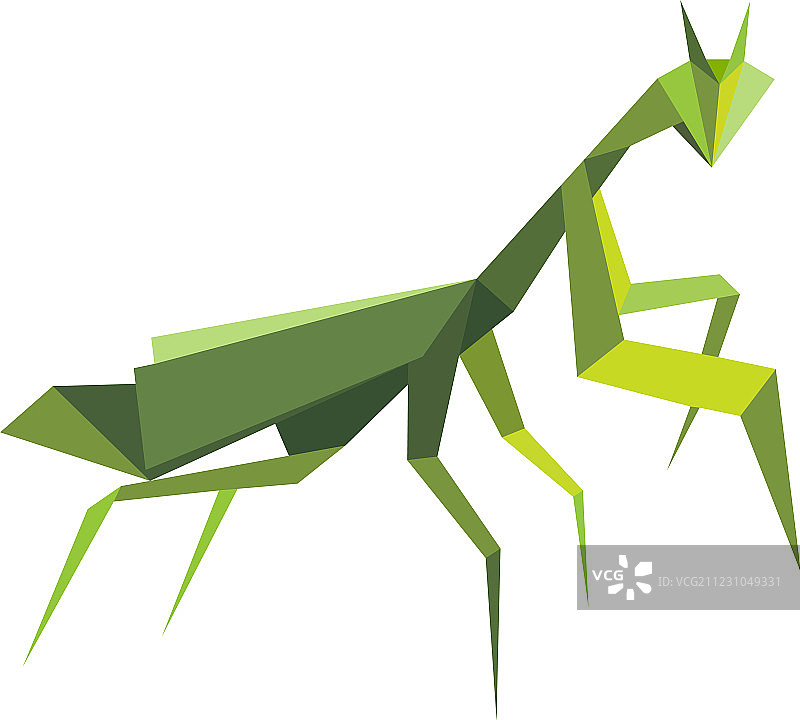 绿色折纸螳螂图片素材