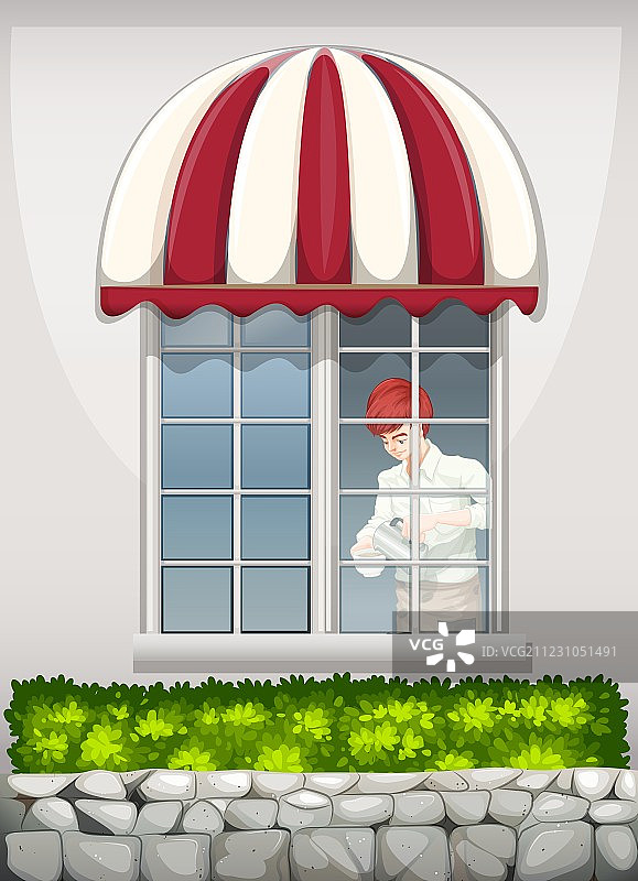 窗边的服务员图片素材