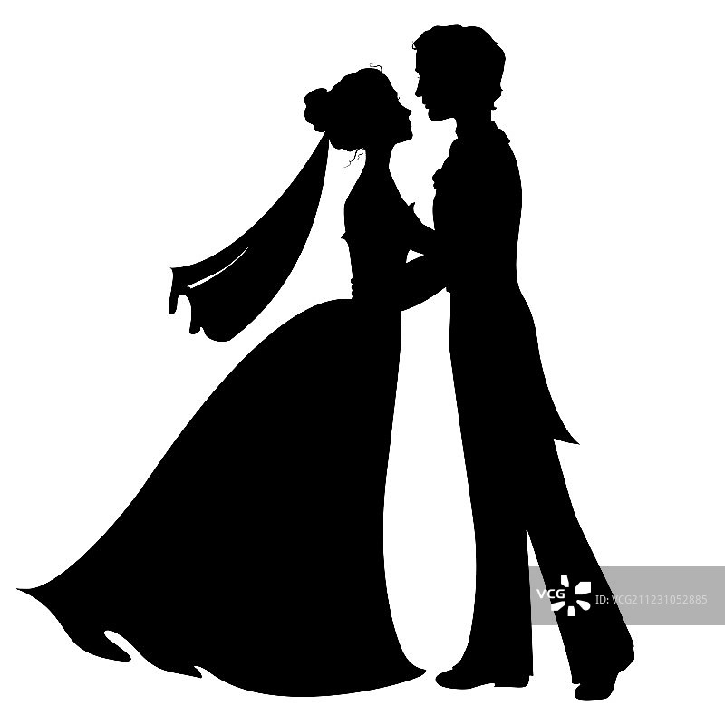 新娘和新郎的剪影图片素材