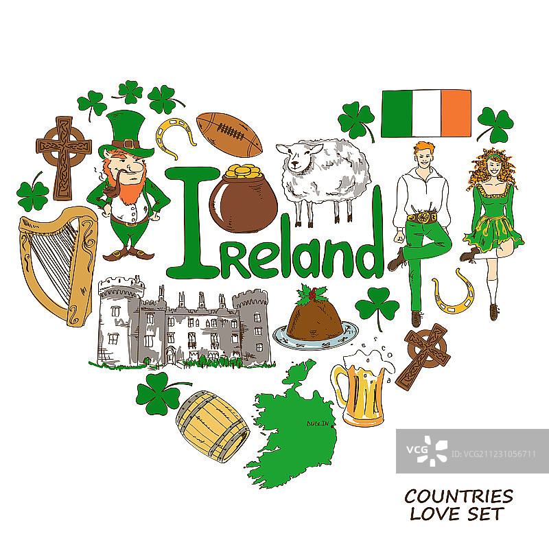 爱尔兰象征的心形概念图片素材