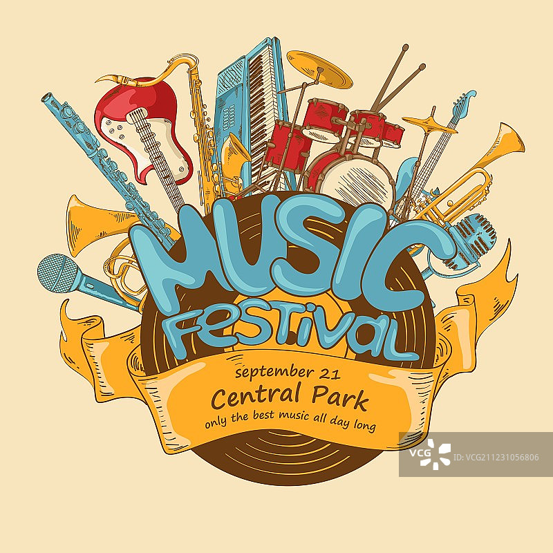 乐器黑胶邀请函图片素材