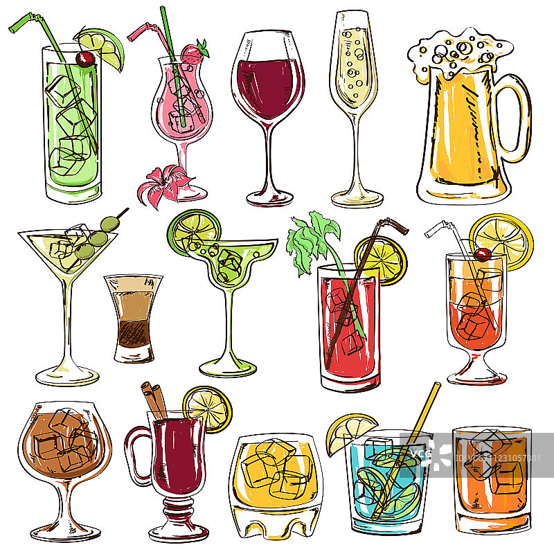 彩色鸡尾酒图案合集图片素材