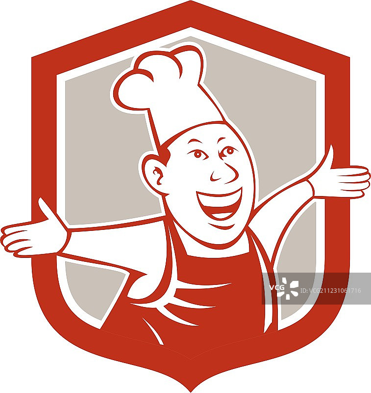 厨师张开双臂快乐卡通形象图片素材