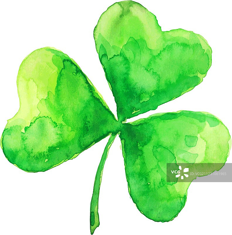 绿色水彩三叶草图片素材