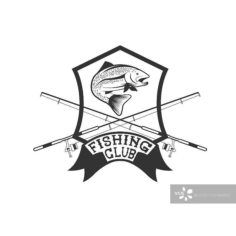 鳟鱼钓鱼俱乐部徽章图片素材