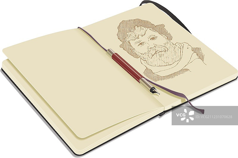 带钢笔的速写本图片素材