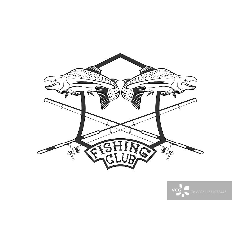 鲑鱼钓鱼俱乐部徽章图片素材