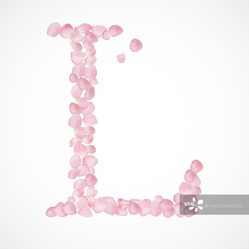 玫瑰花瓣组成的字母L图片素材