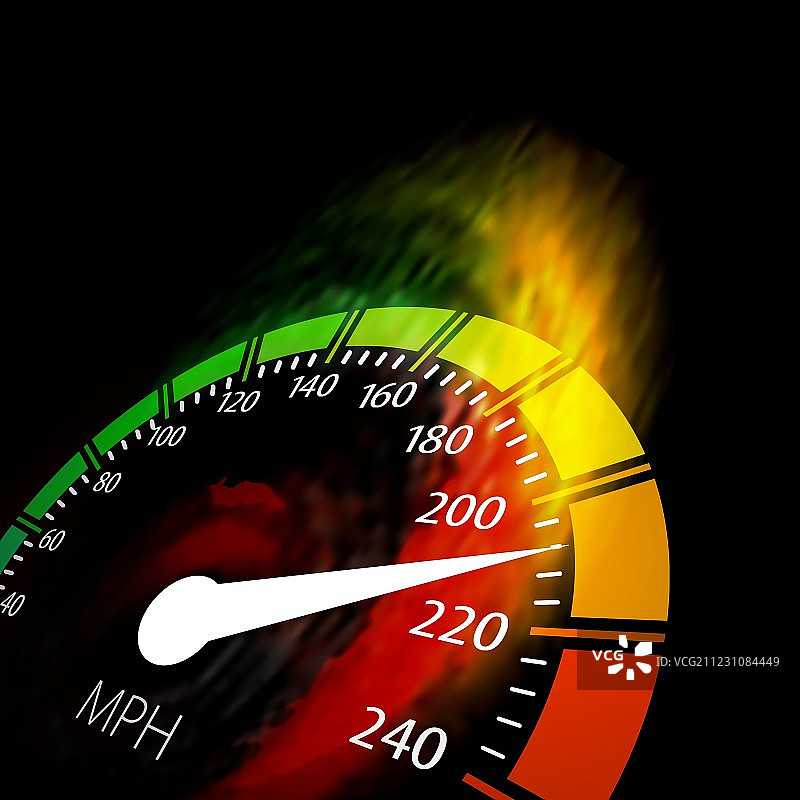 带火焰路径的速度计图片素材