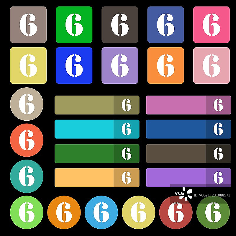 数字6图标，二十七组集合图片素材