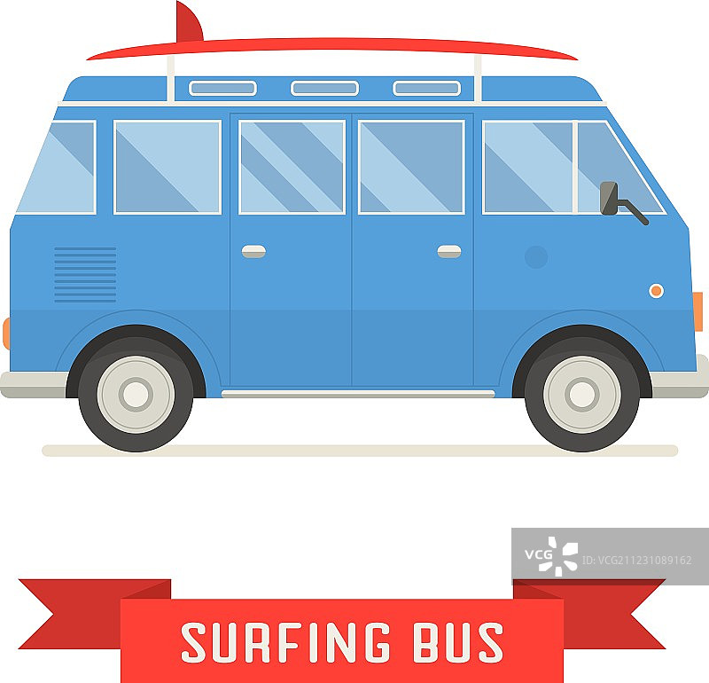 冲浪主题夏季巴士图标图片素材