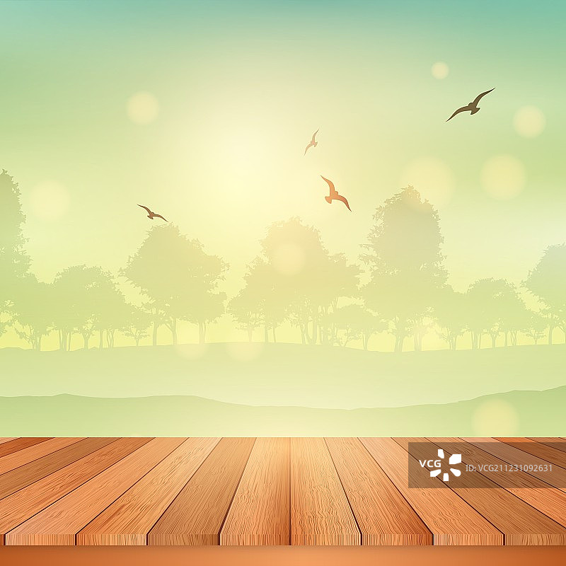 可欣赏阳光风景的木桌图片素材