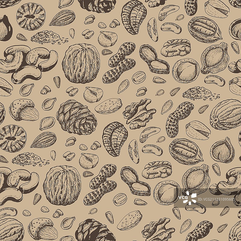 种子和坚果无缝图案图片素材