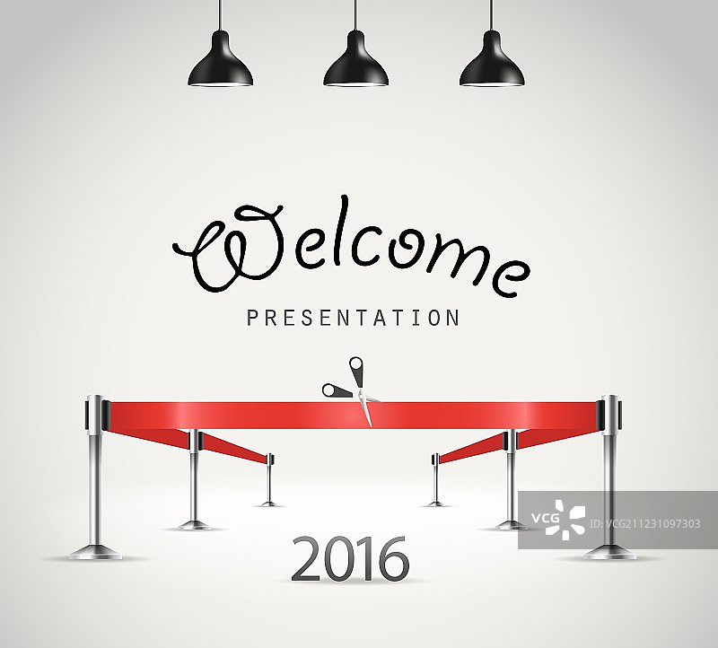 带有灯和彩带的逼真明亮舞台图片素材