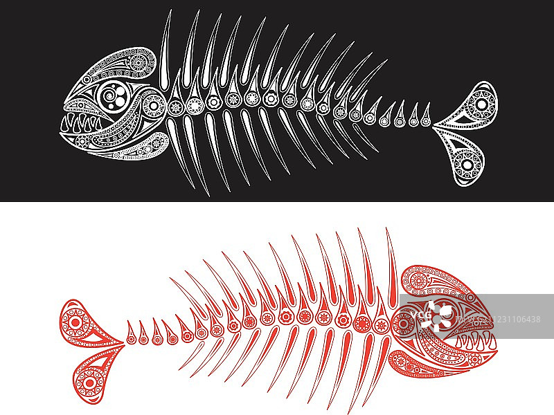 鱼骨骼图片素材