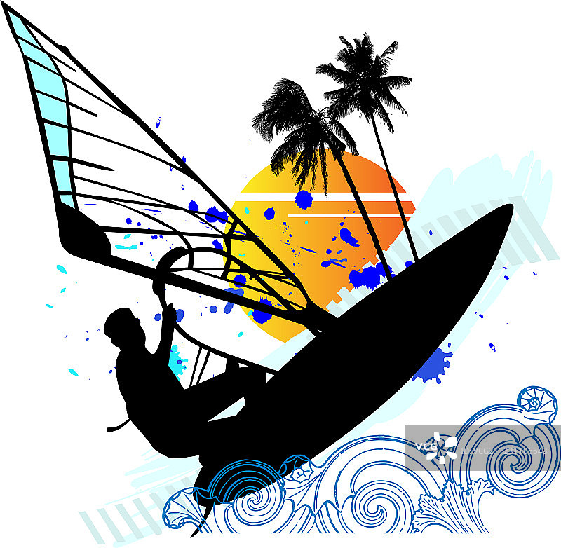 帆板运动矢量图集图片素材
