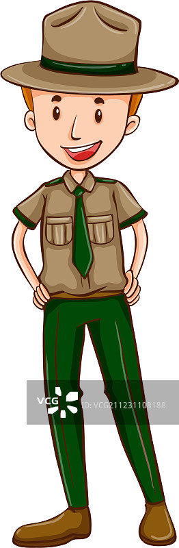 身穿棕色制服的公园管理员图片素材