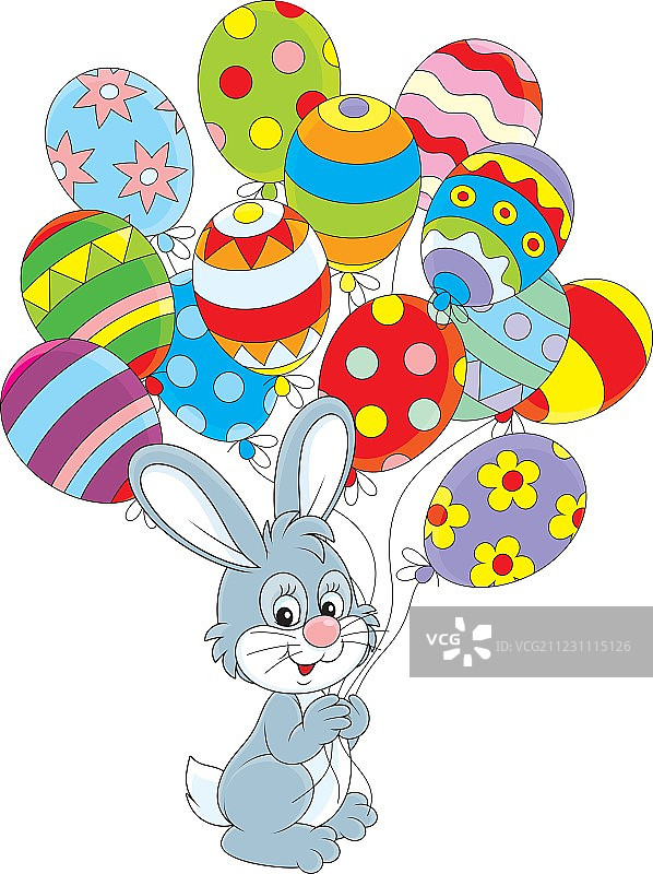 手持气球的复活节兔子图片素材