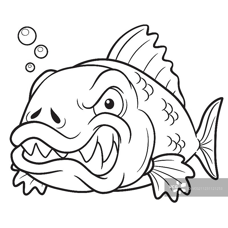 愤怒的鱼轮廓图片素材