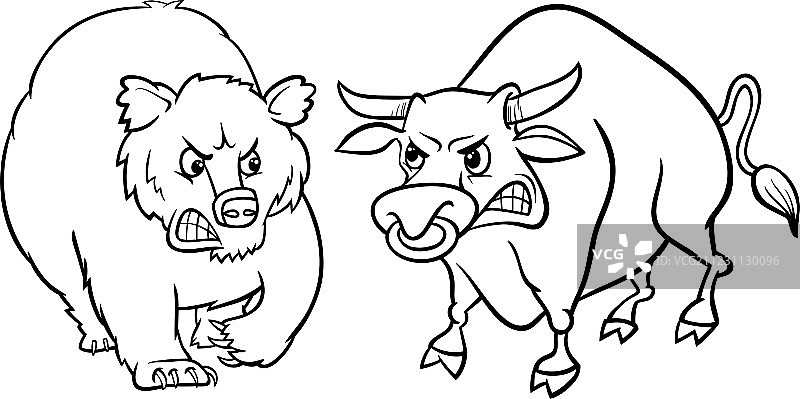 股市牛熊卡通图片素材