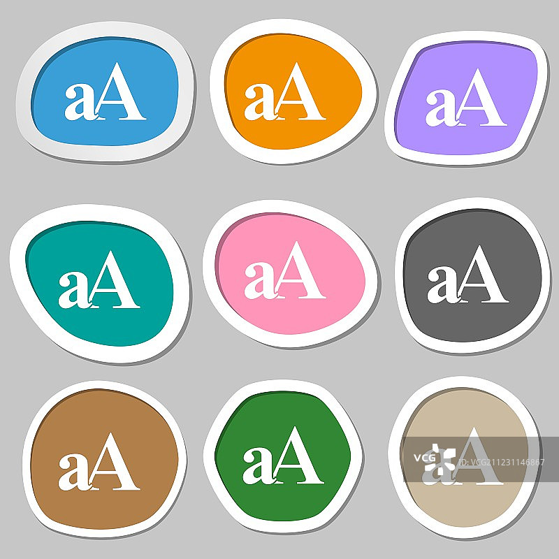 放大字体aA图标标志，彩色纸张图片素材
