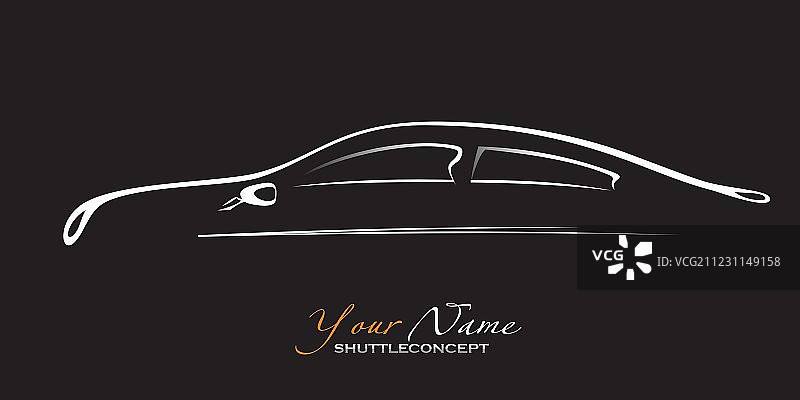 黑色背景上的老式汽车轮廓图片素材