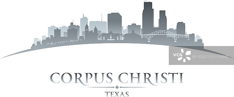 得克萨斯州科珀斯克里斯蒂城市天际线剪影图片素材