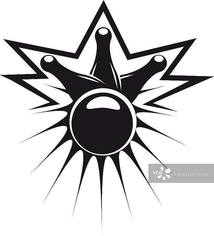 保龄球击倒三个球瓶图片素材